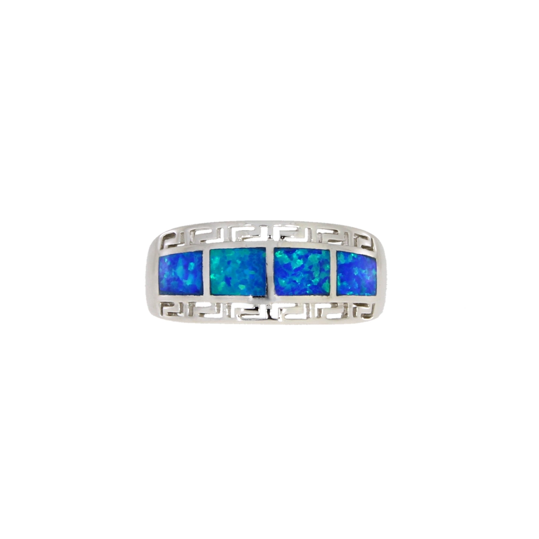 Genuine Created Opal Ring Sterling Silver