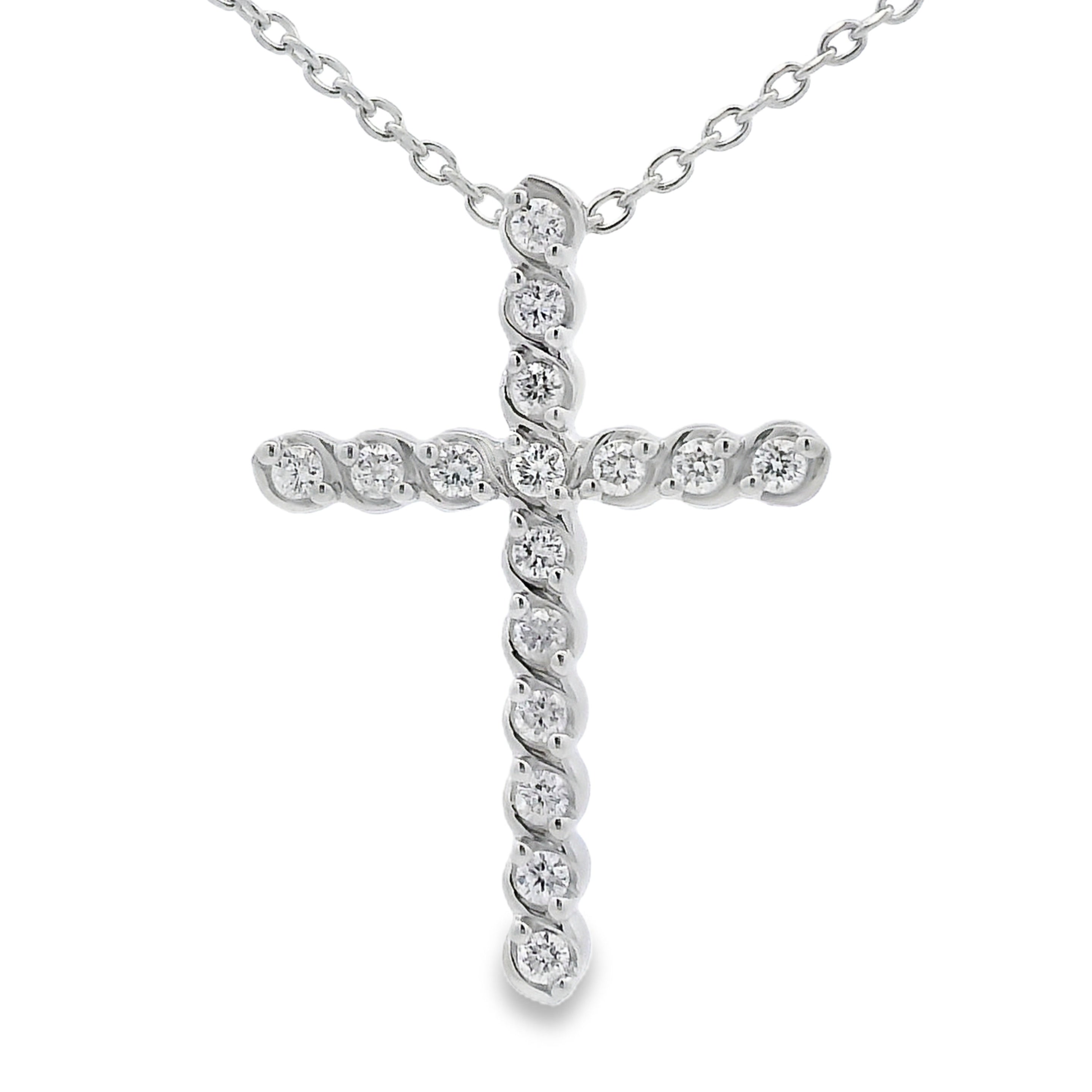 Genuine .50ct Cross Religious Pendant Sterling Silver