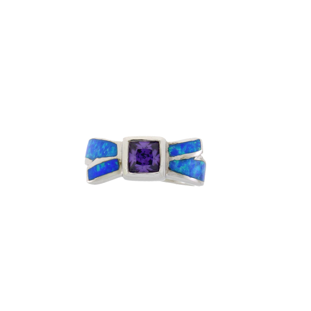 Genuine Created Opal Ring Sterling Silver