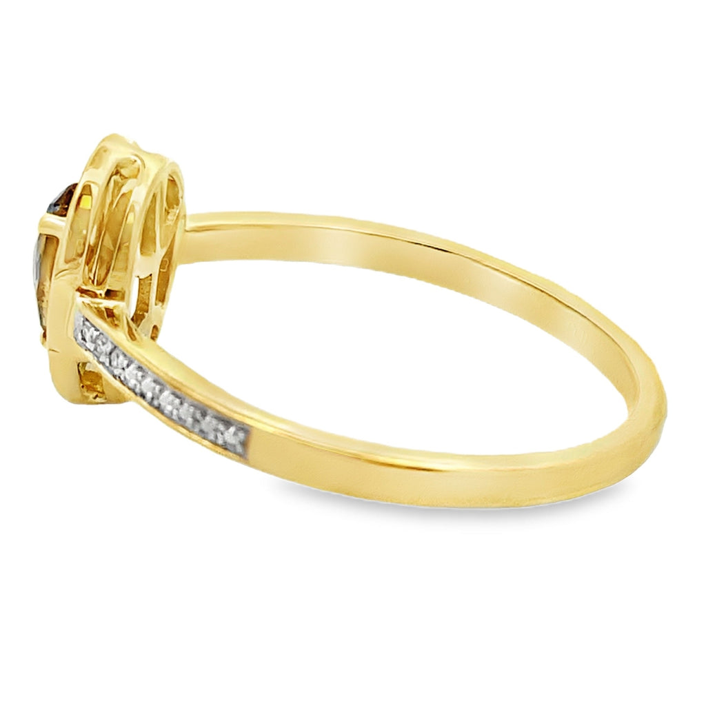 Natural .46ct Quartz Diamond Ring 10KT Yellow Gold