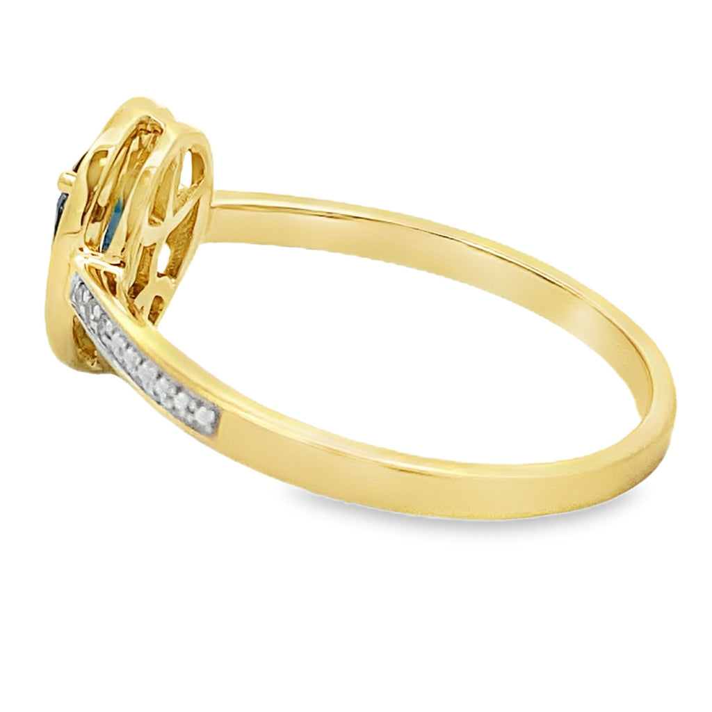 Natural .54ct Sapphire Diamond Ring 10KT Yellow Gold