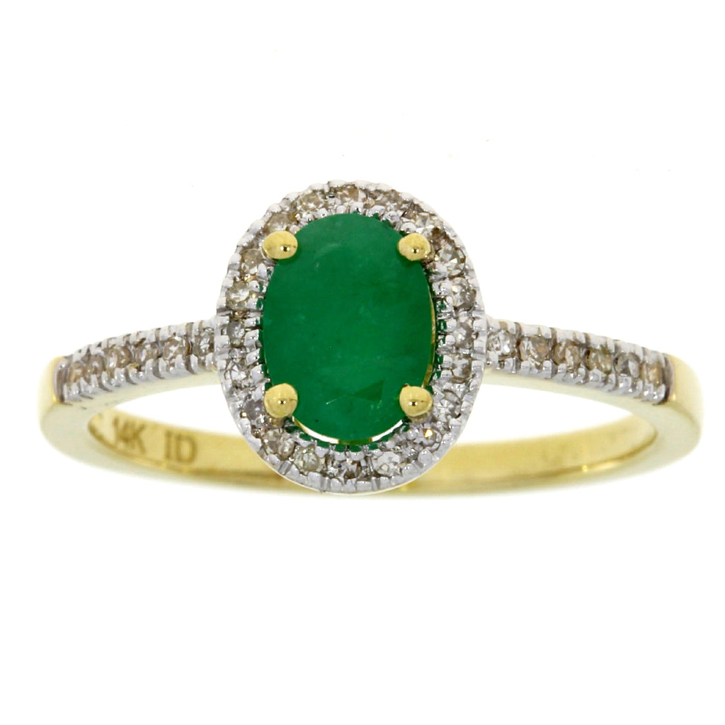 Natural .94ct Emerald Diamond Ring 14KT Yellow Gold