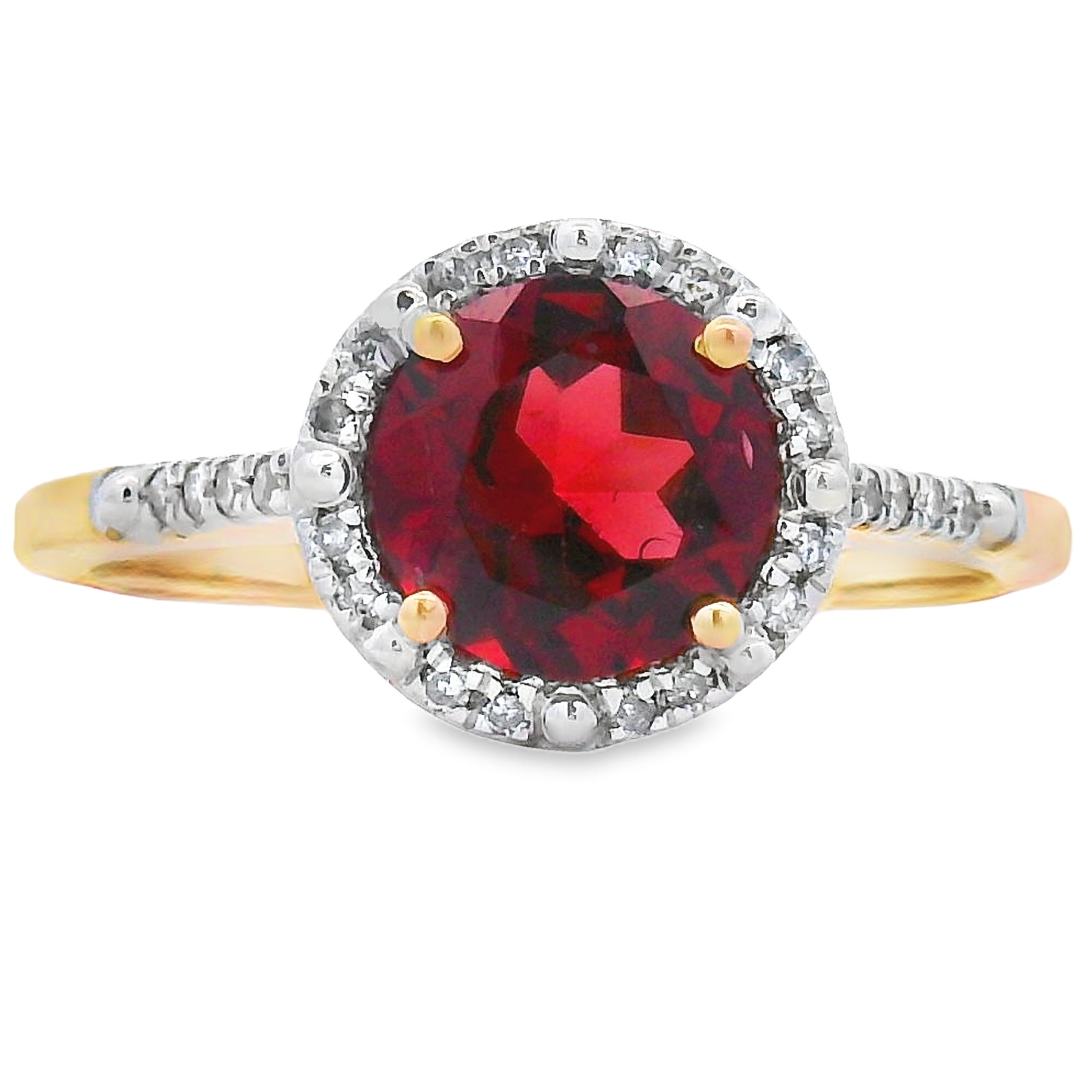 Natural 1.75ct Garnet Diamond Ring 10KT Yellow Gold