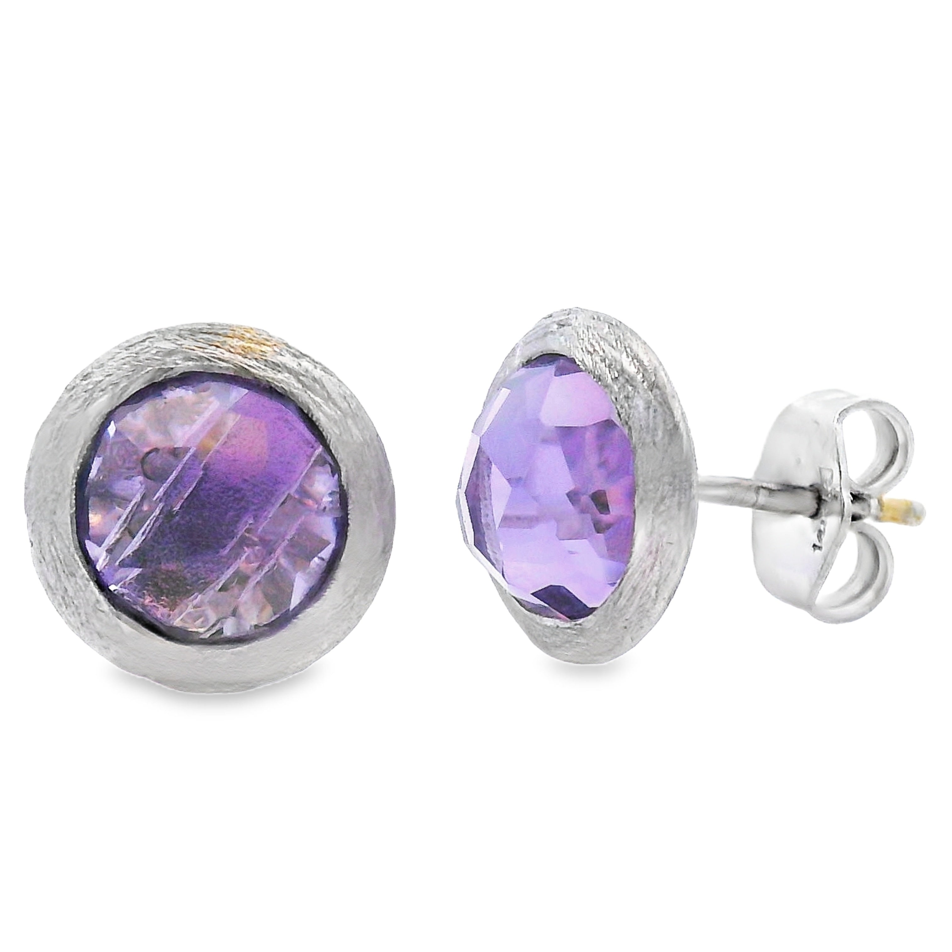 Natural 2.20ct Amethyst Earrings 14KT White Gold