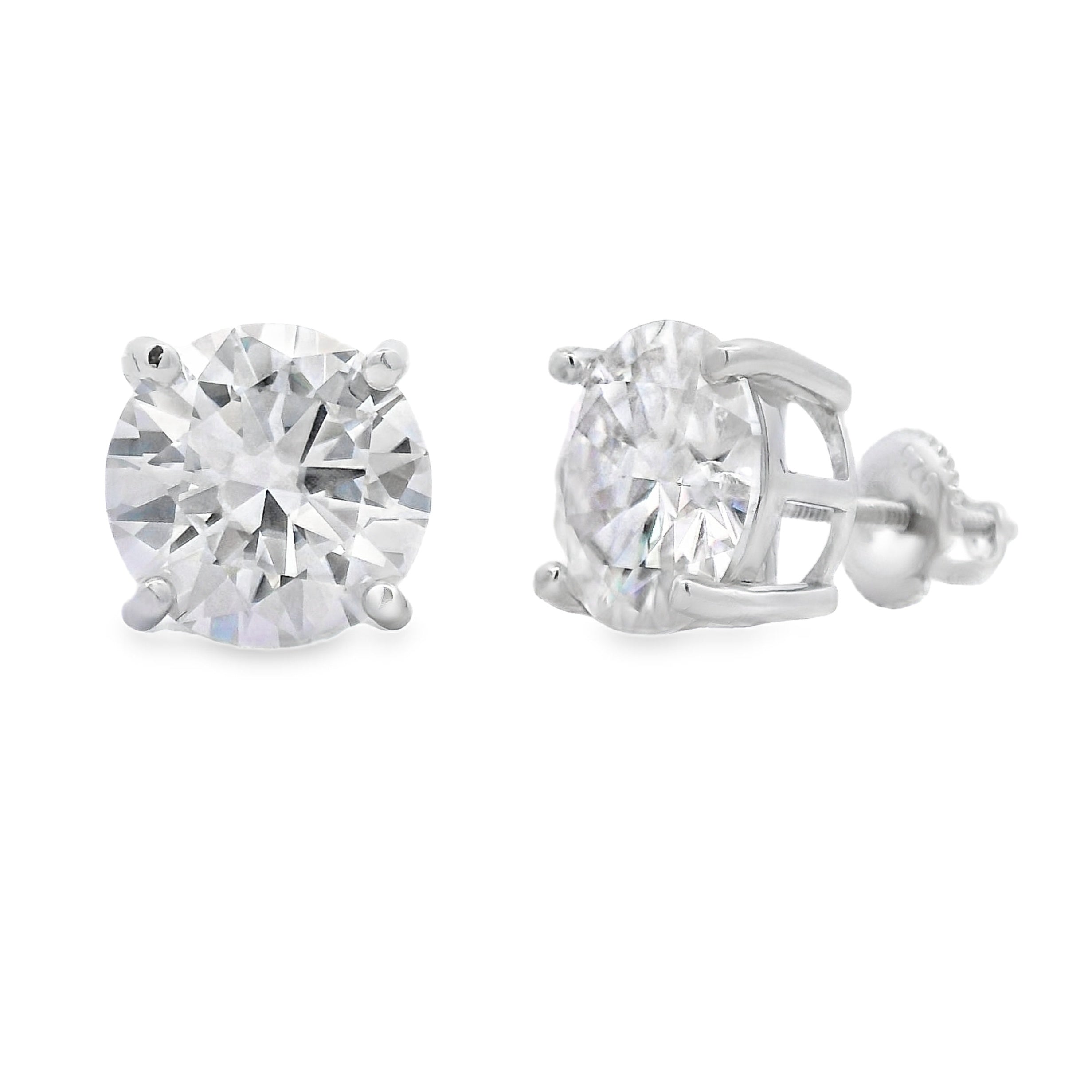 Natural 8.00ct Moissanite Stud Earrings Sterling Silver