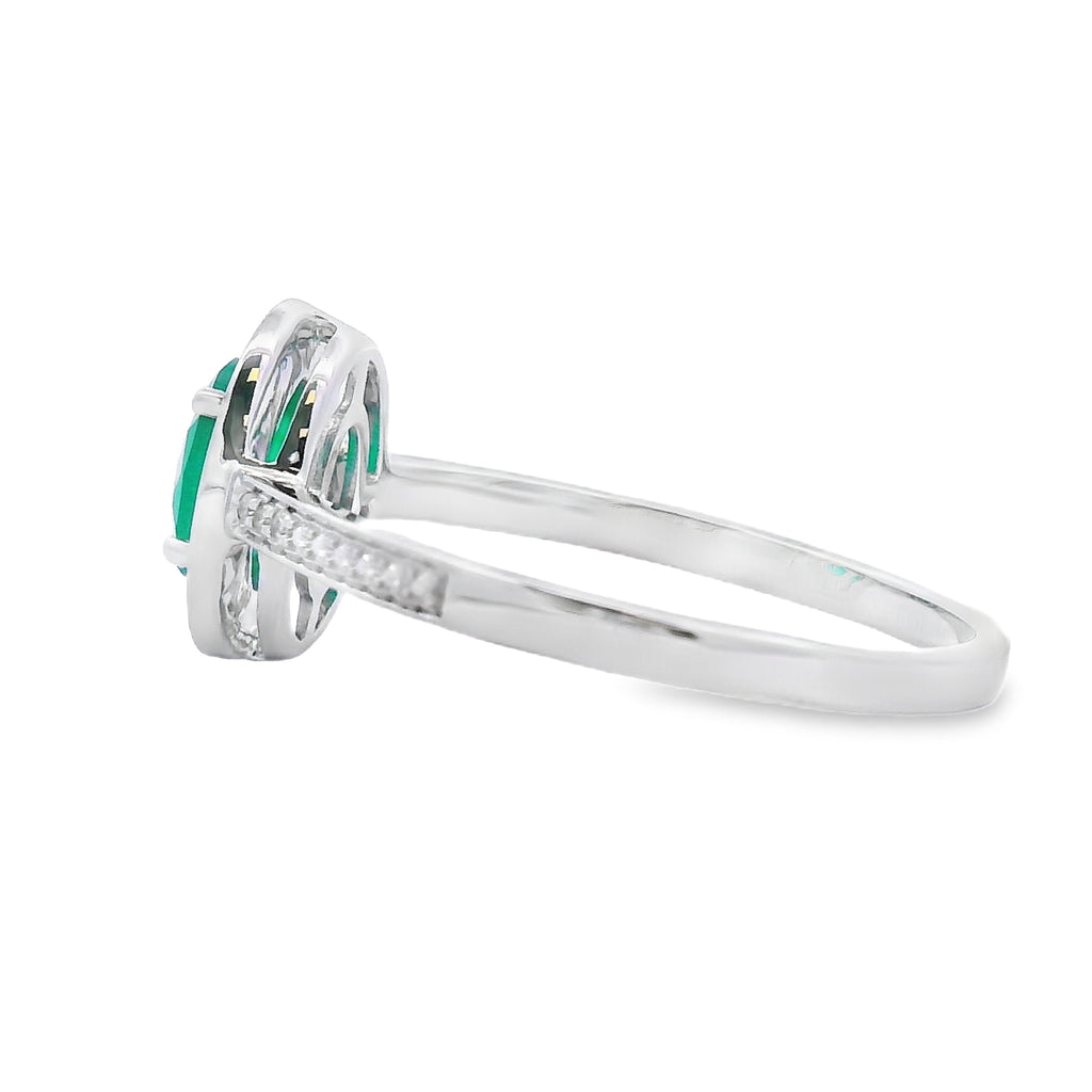 Genuine .53ct Chalcedony Diamond Ring 10KT White Gold