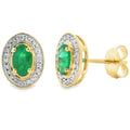 Genuine .38ct Emerald Diamond Earrings 10KT Yellow Gold