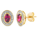 Genuine .67ct Garnet Diamond Earrings 10KT Yellow Gold