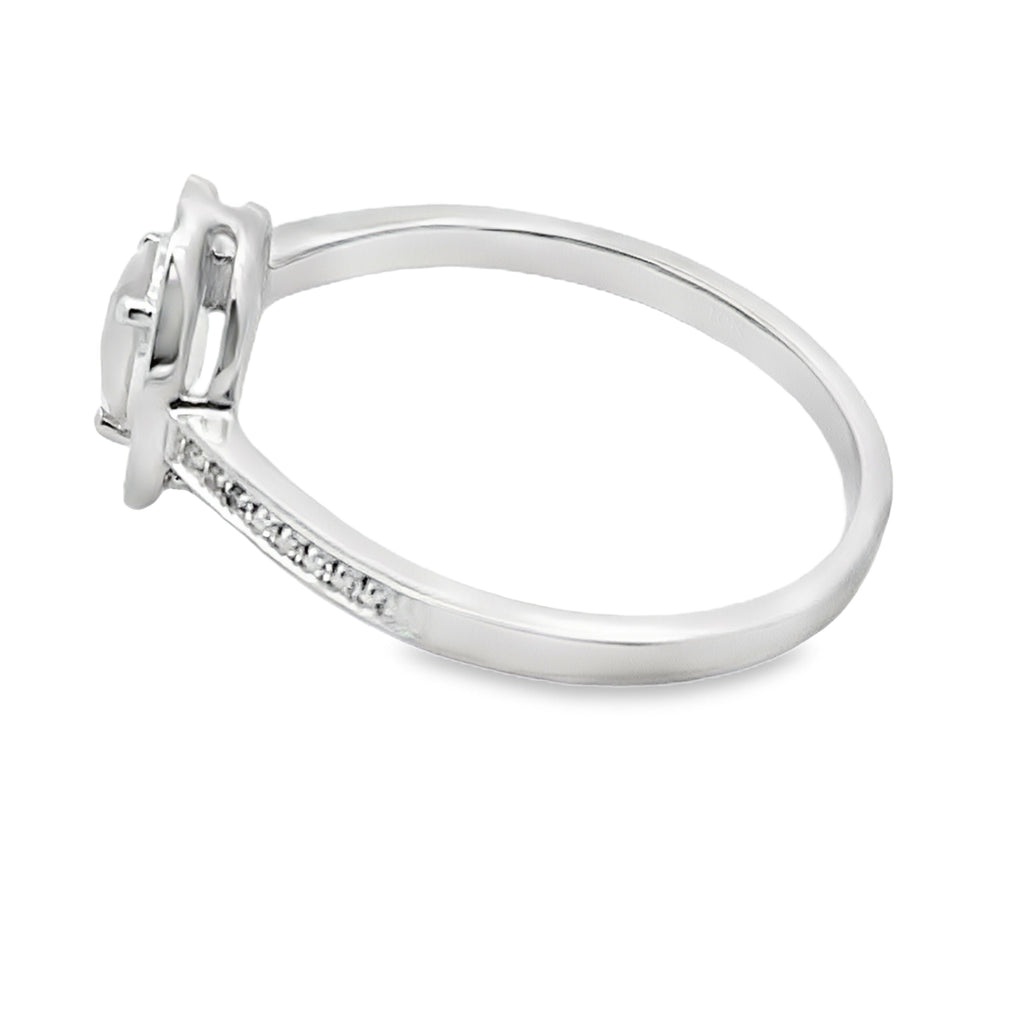 Natural .44ct Rose Quartz Diamond Ring 10KT White Gold