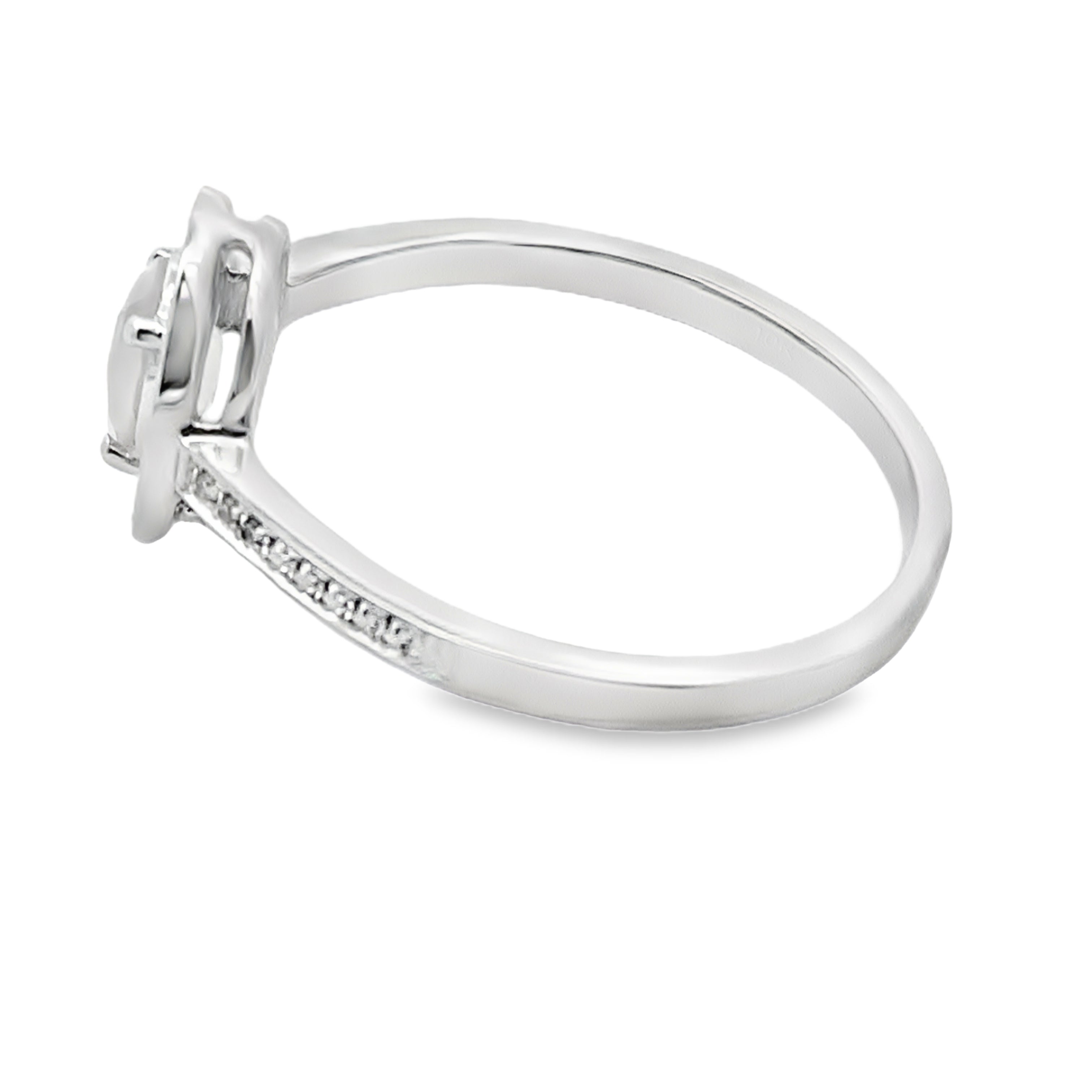 Natural .44ct Rose Quartz Diamond Ring 10KT White Gold