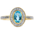 Genuine .49ct Blue Topaz Diamond Ring 10KT Yellow Gold