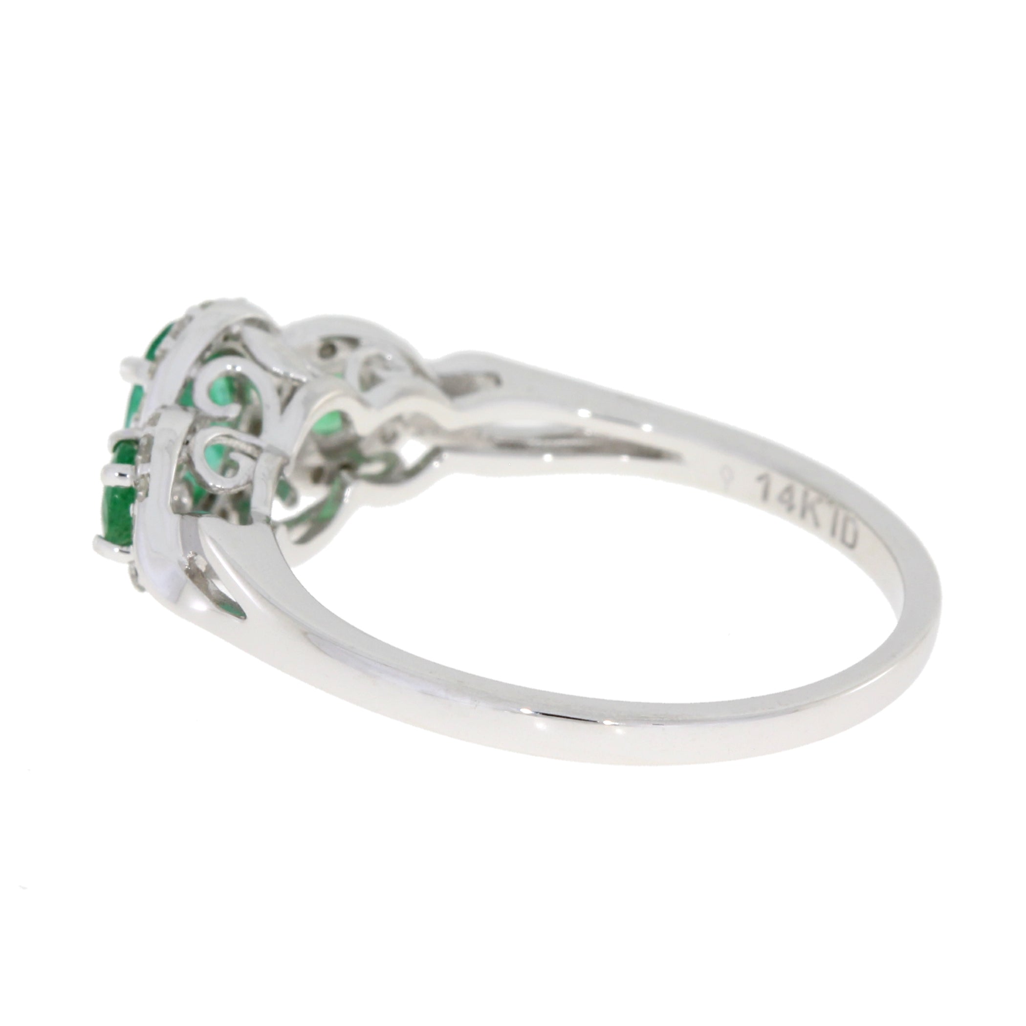 Natural .84ct Emerald Diamond Ring 14KT White Gold