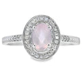 Natural .44ct Rose Quartz Diamond Ring 10KT White Gold