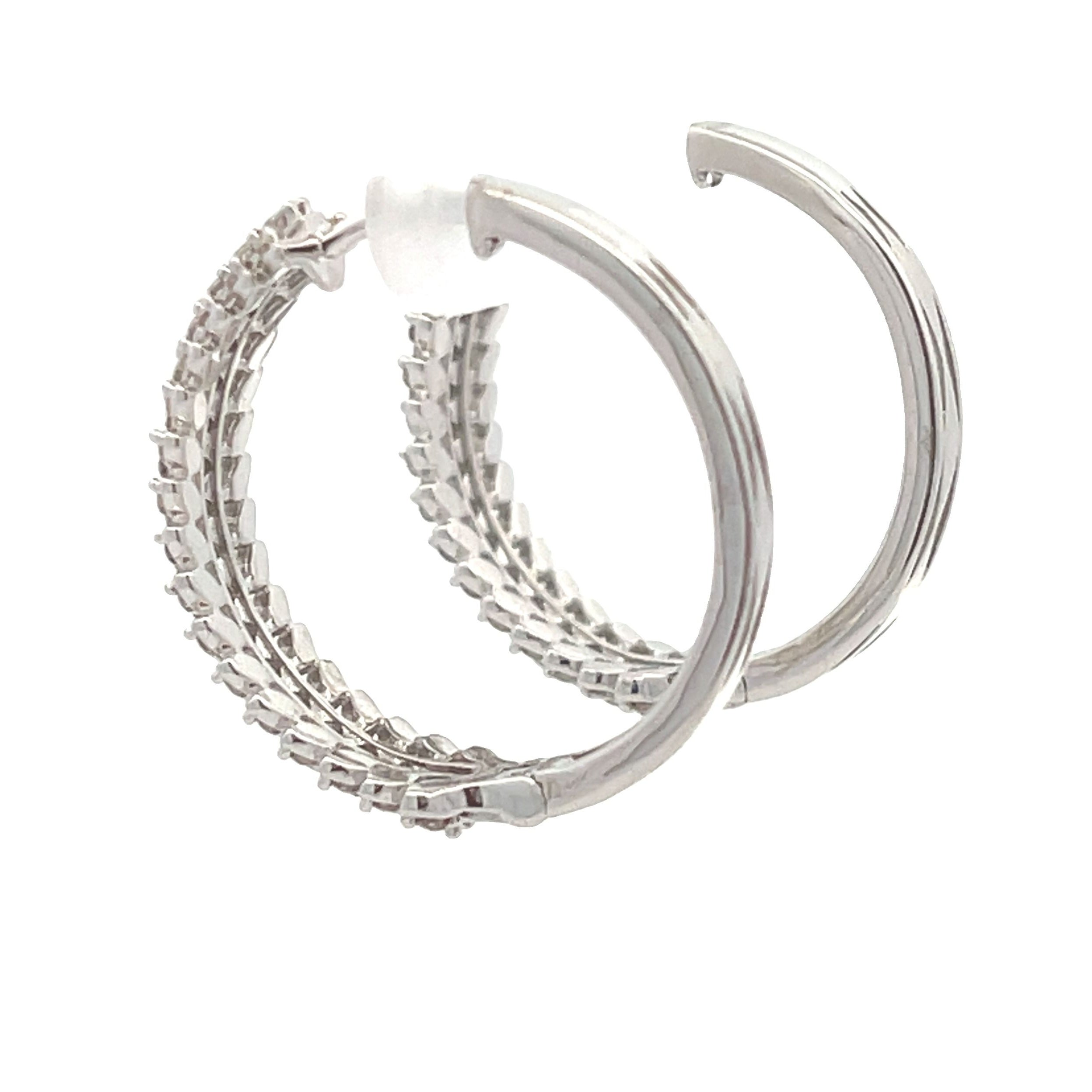 Natural 1.02ct Diamond Hoop Earrings 10KT White Gold