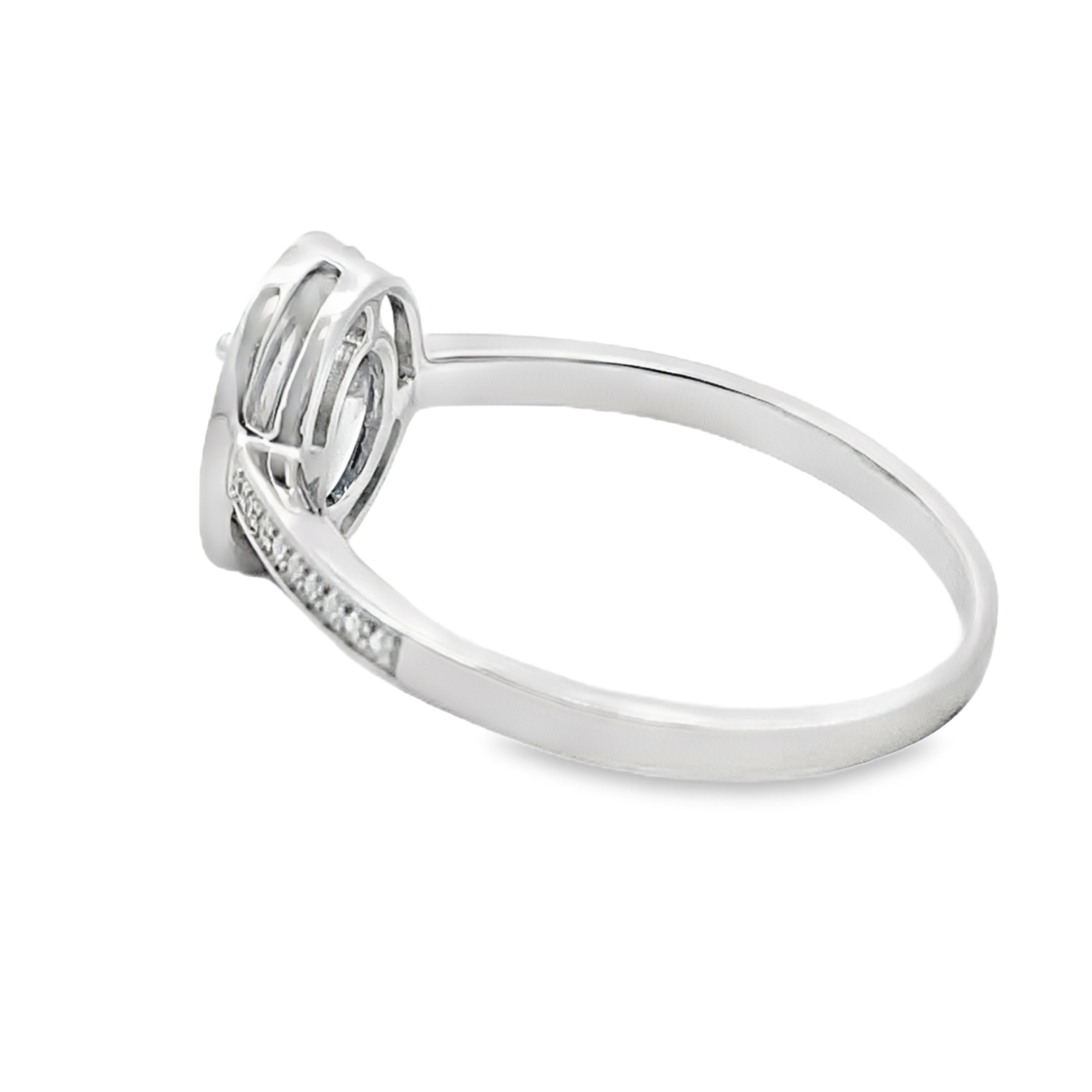 Genuine .67ct Sapphire Diamond Ring 10KT White Gold