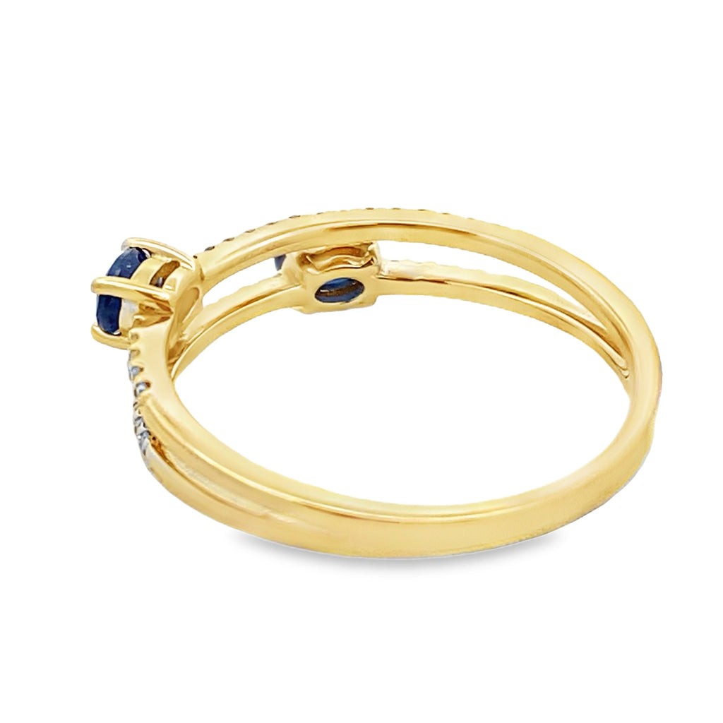 Genuine .61ct Sapphire Diamond Ring 14KT Yellow Gold