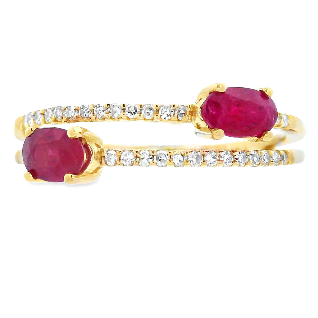 Natural .59ct Ruby Diamond Ring 14KT Yellow Gold