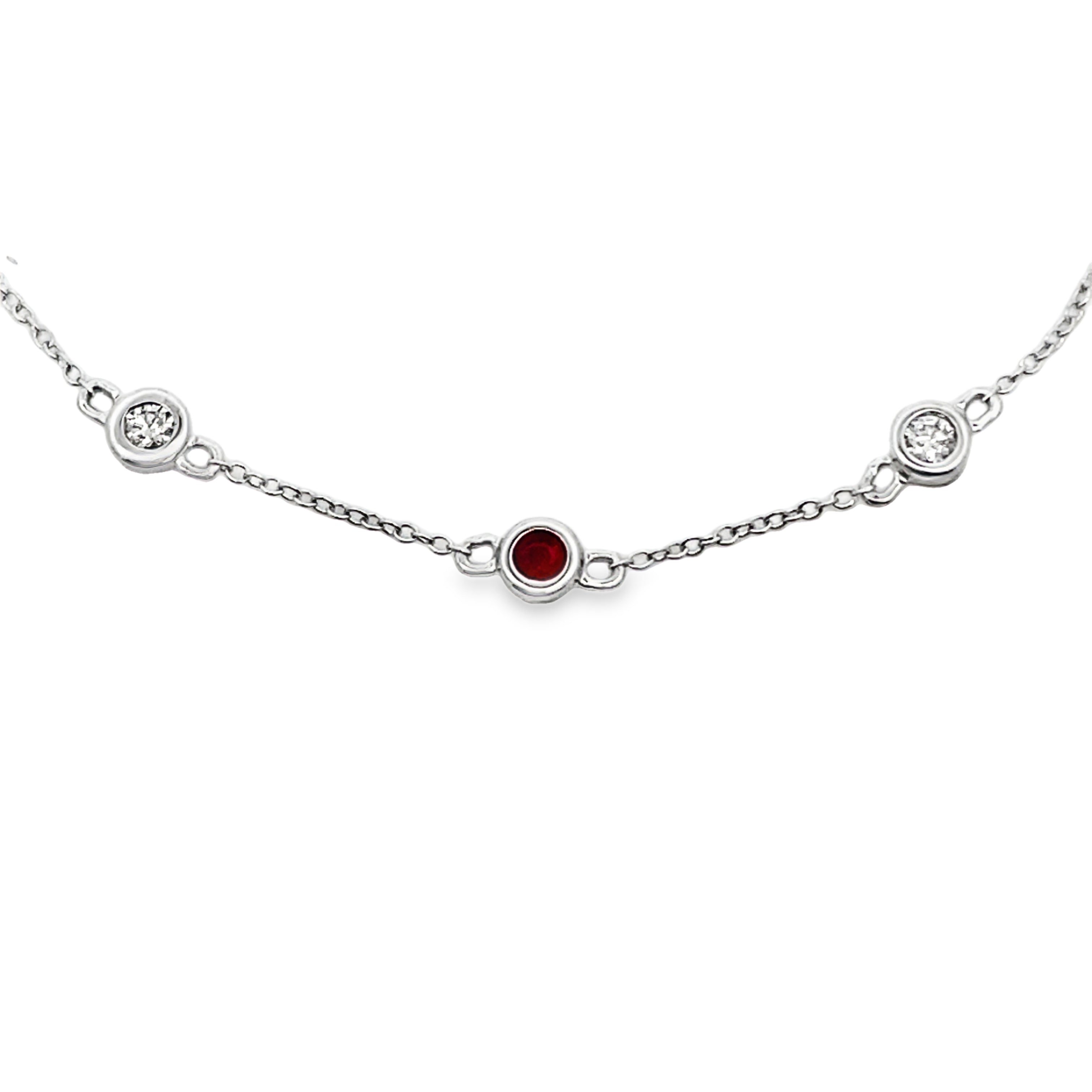 Natural .25ct Ruby Diamond Bracelet 14KT White Gold