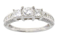 Genuine 1.50ct Diamond 3 Stone Ring 14KT White Gold