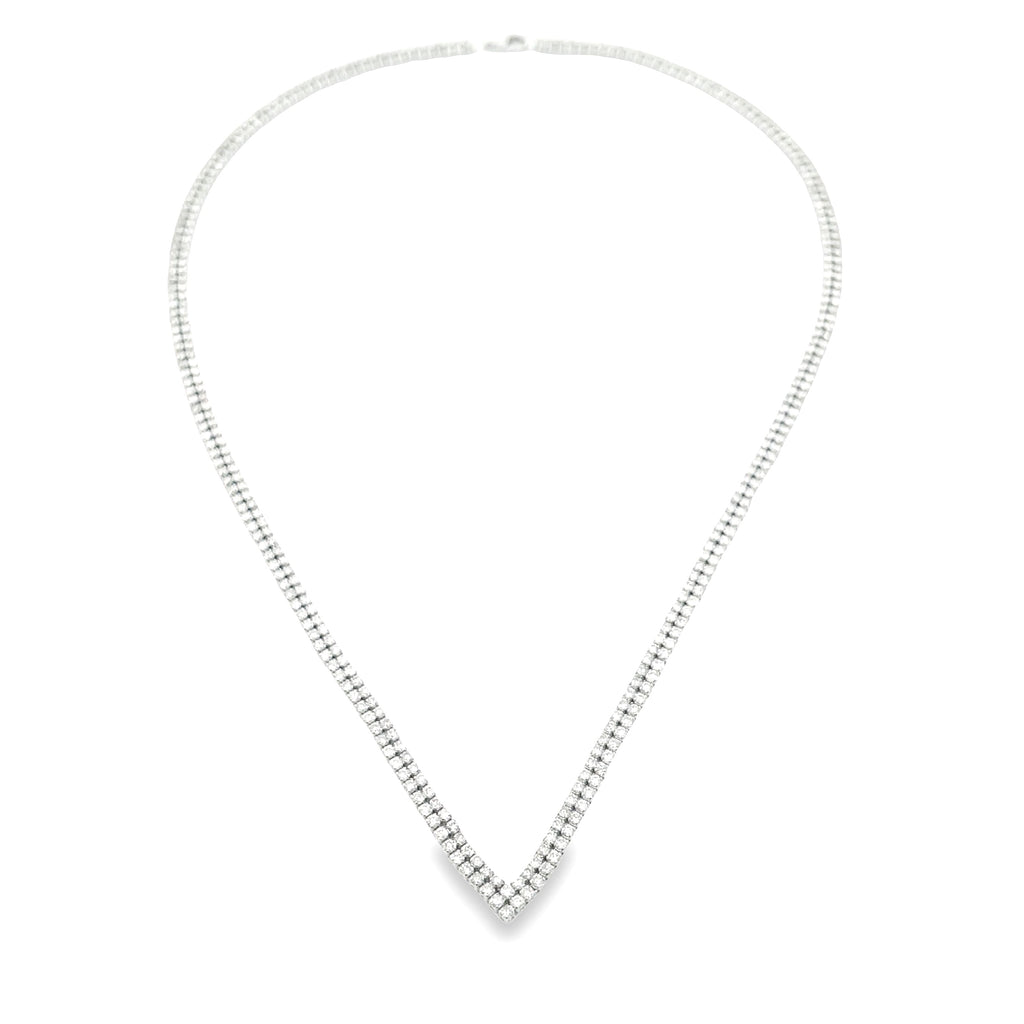 Natural 7.00ct Diamond Tennis Necklace 14KT White Gold