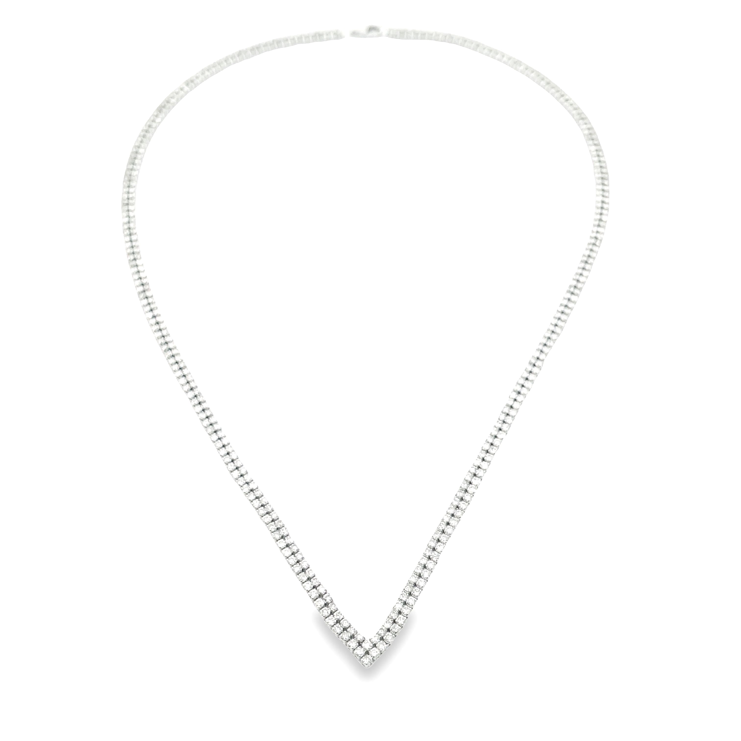 Natural 7.00ct Diamond Tennis Necklace 14KT White Gold