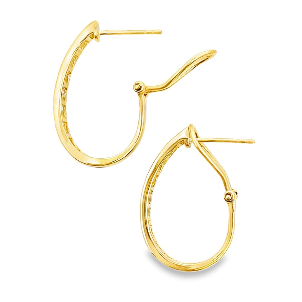 Genuine 1.00ct Diamond Hoop Earrings 14KT Yellow Gold