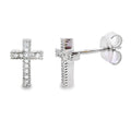 Genuine .09ct Diamond Cross Earrings 10KT White Gold