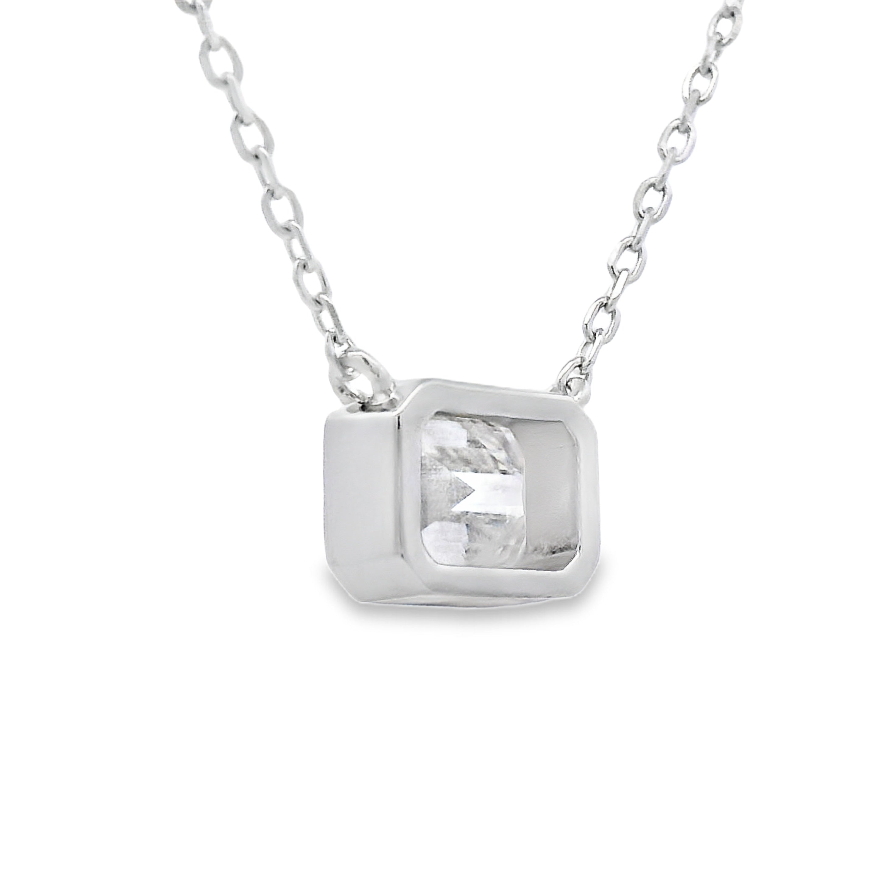 Natural .85ct Moissanite Pendant Sterling Silver