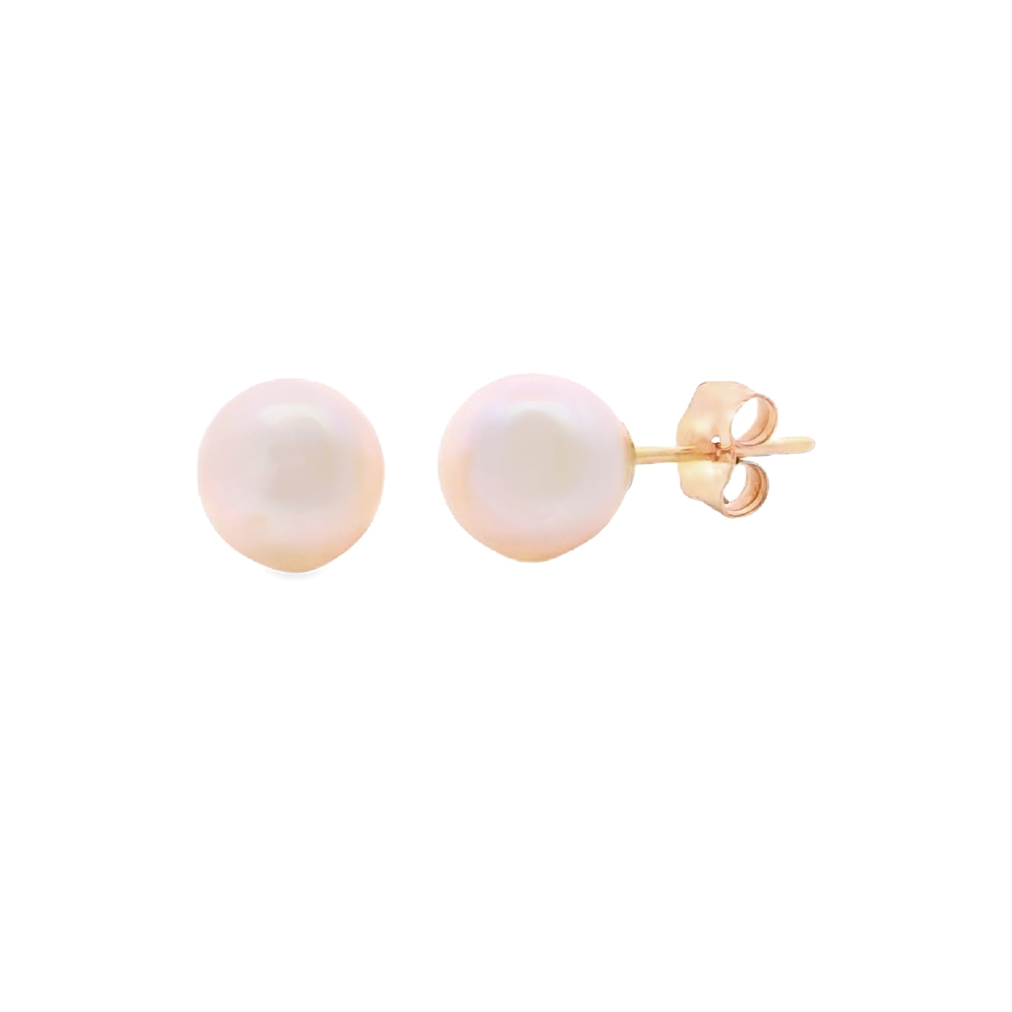 Genuine FW Pearl Stud Earrings 14KT Yellow Gold