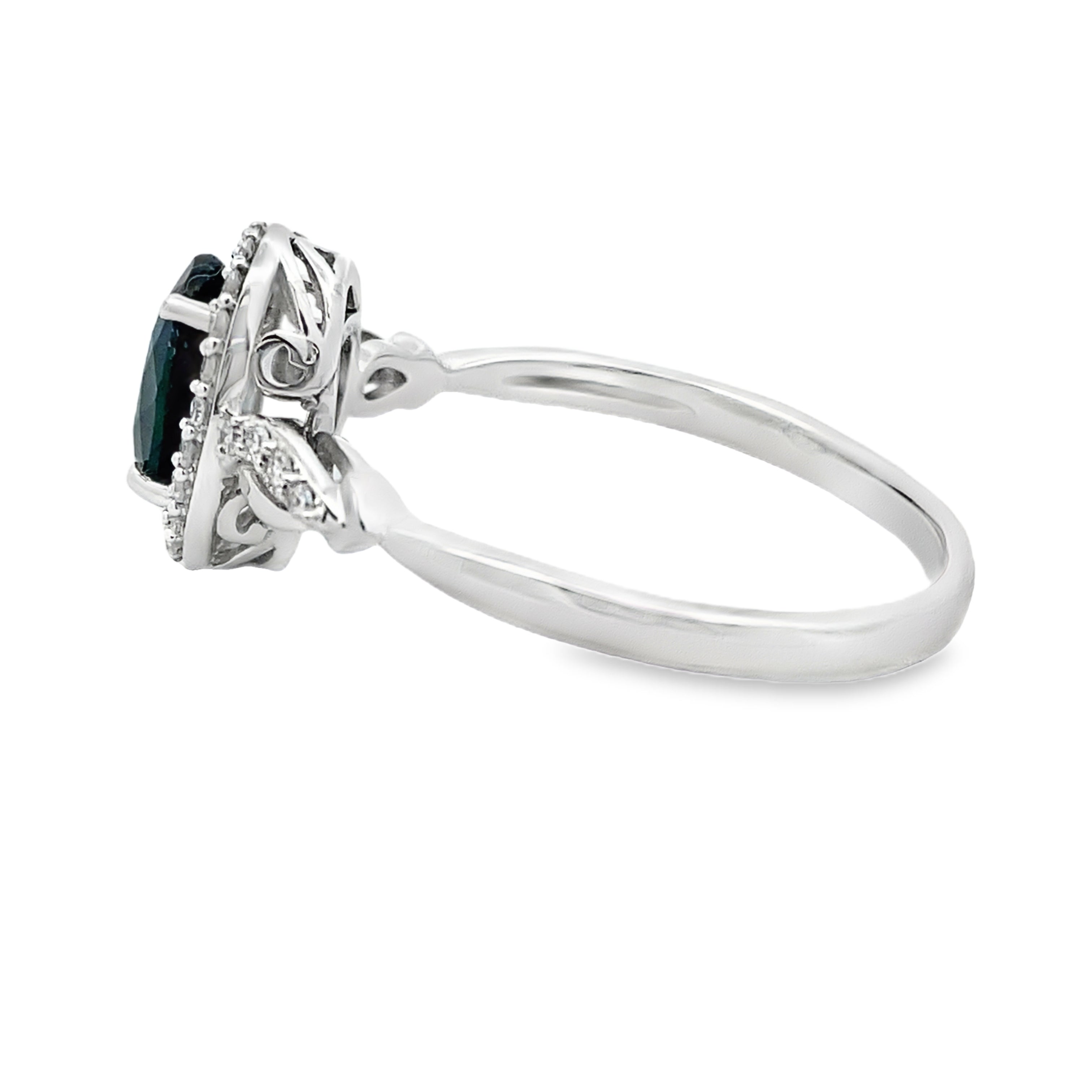 Natural 1.07ct Sapphire Diamond Ring 10KT White Gold