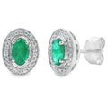Natural .38ct Emerald Diamond Earrings 10KT White Gold