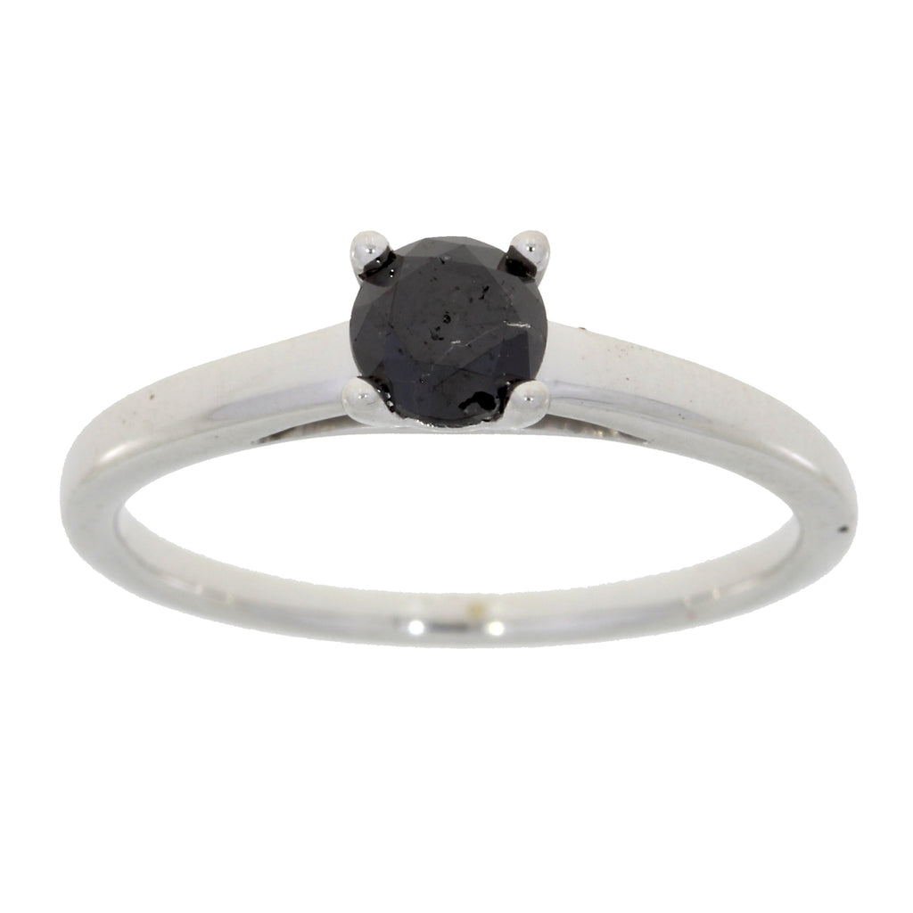 Natural .50ct Black Diamond Eng Only Sterling Silver