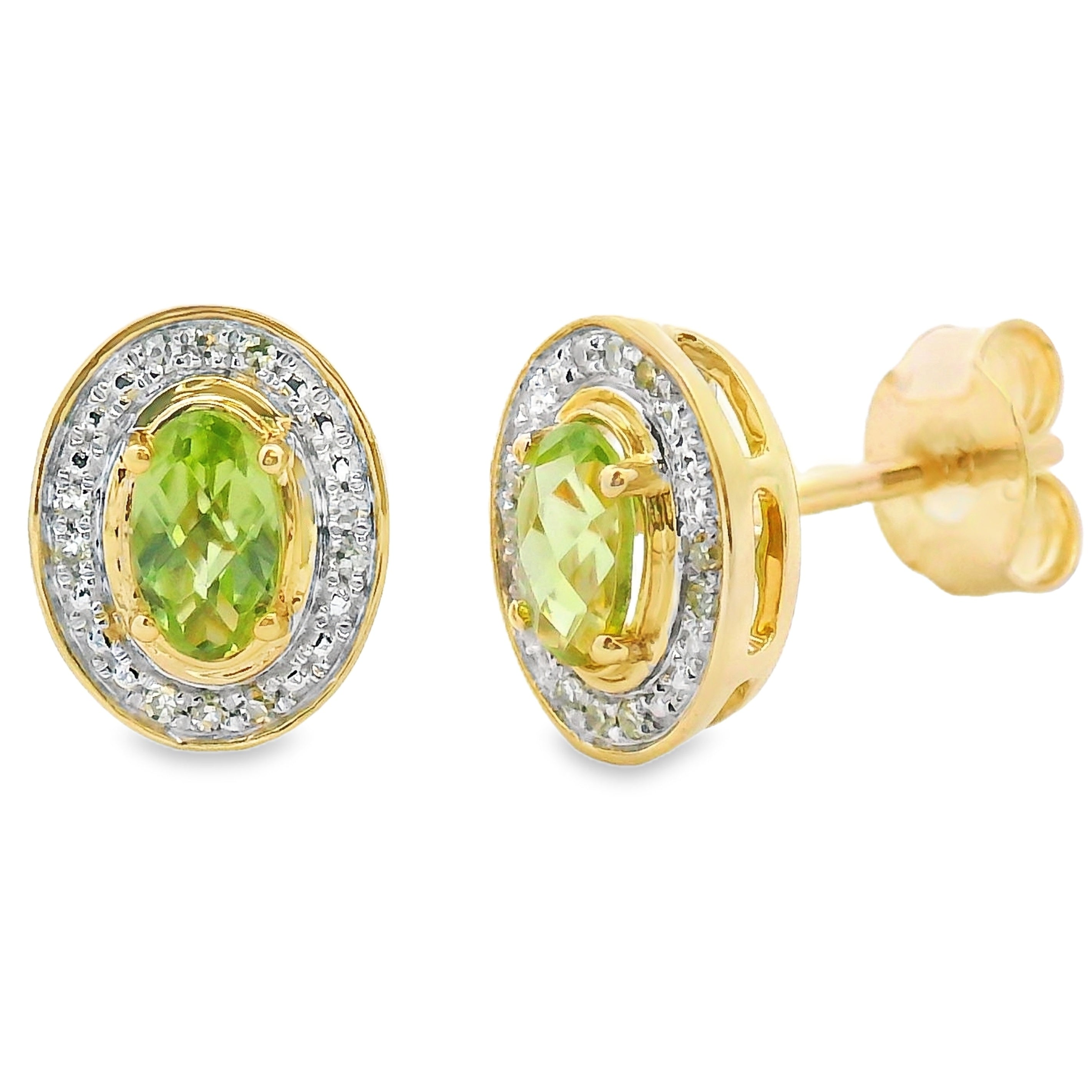 Natural .50ct Peridot Diamond Earrings 10KT Yellow Gold