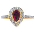Genuine .56ct Garnet Diamond Ring 10KT Yellow Gold