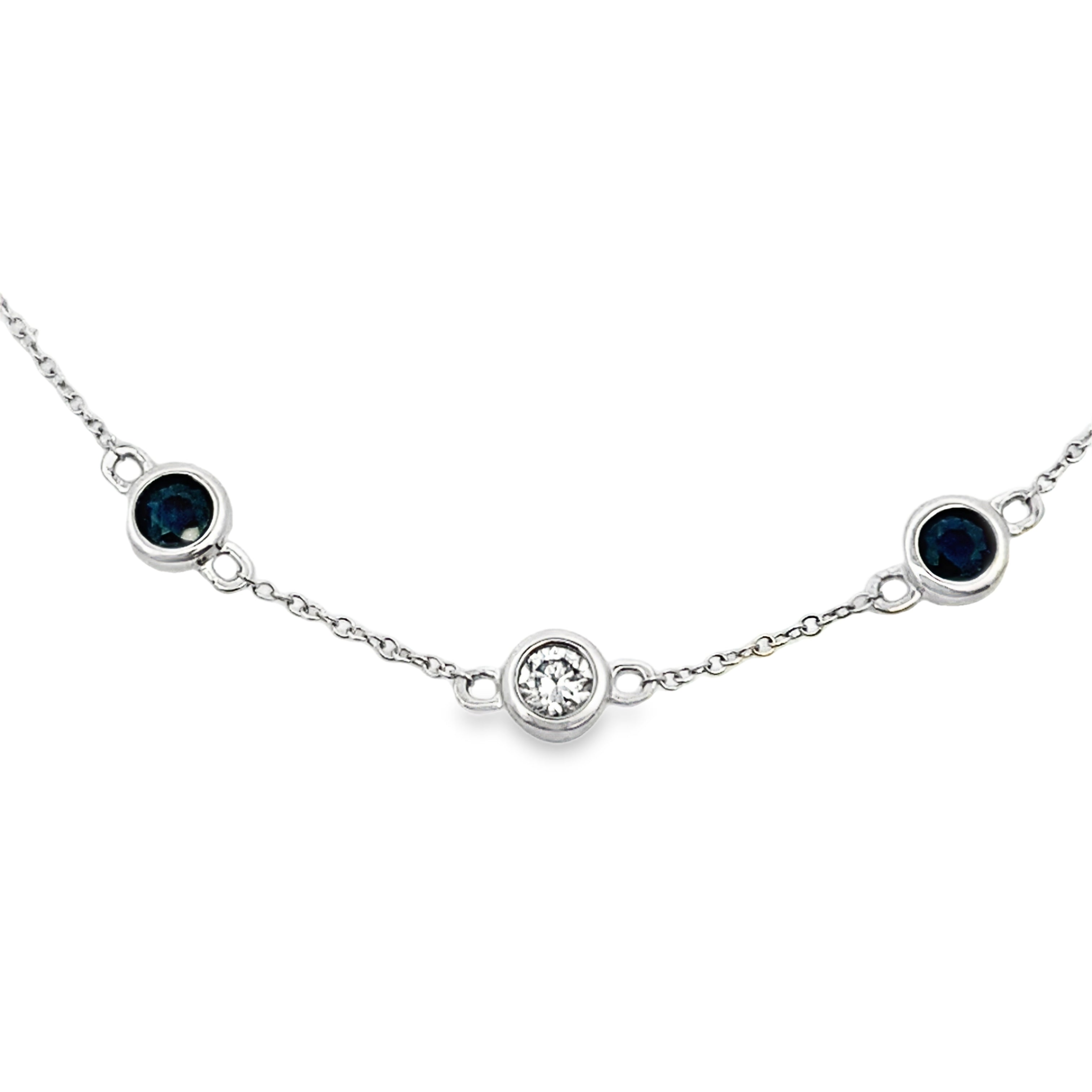 Natural .67ct Sapphire Diamond Bracelet 14KT White Gold