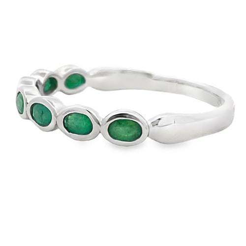 .74ct Emerald Fashion band rings 14KT White Gold