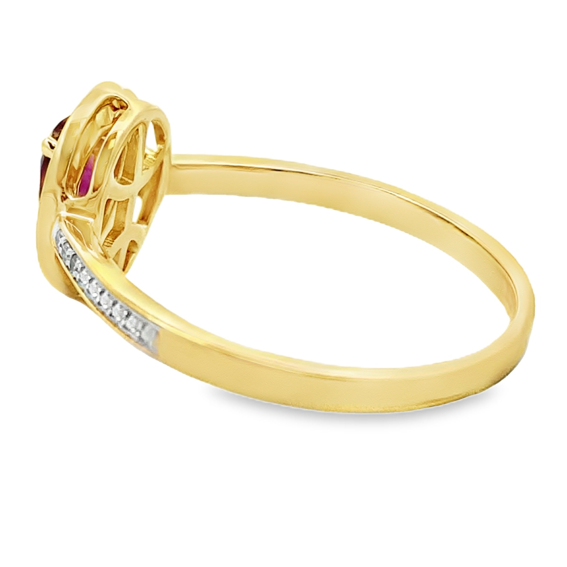 Genuine .56ct Garnet Diamond Ring 10KT Yellow Gold