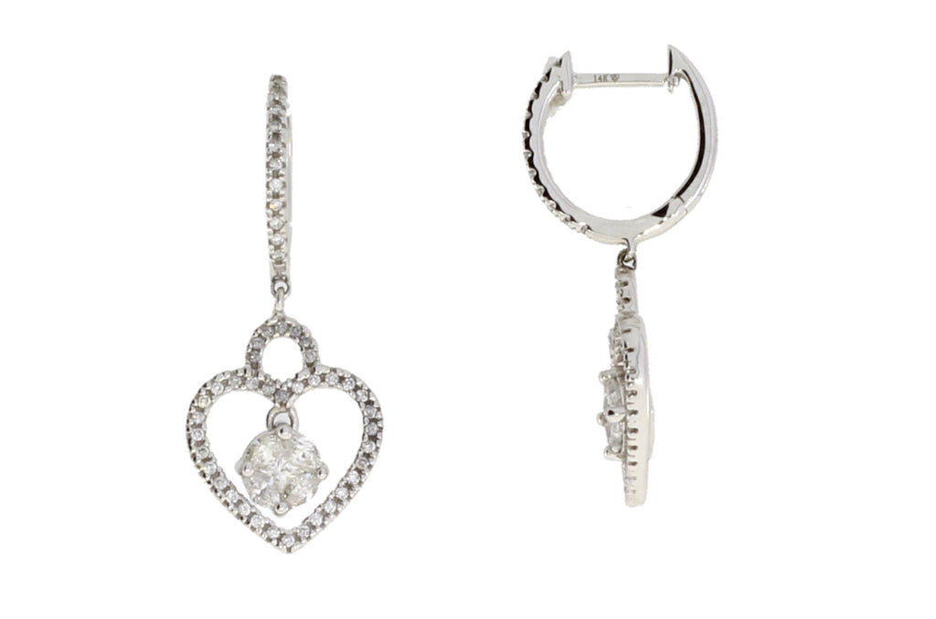 Natural .50ct Diamond Dangle Earrings 14KT White Gold
