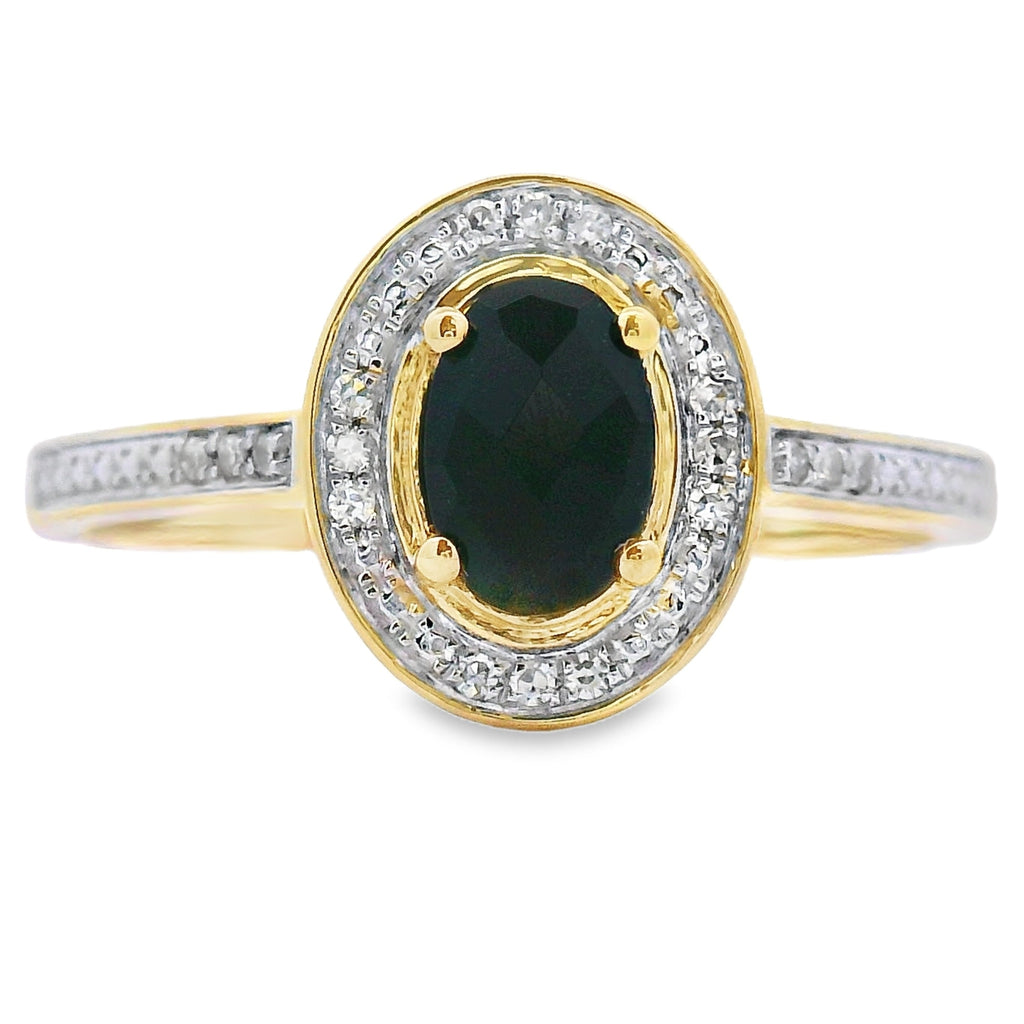 Natural .55ct Onyx Diamond Ring 10KT Yellow Gold