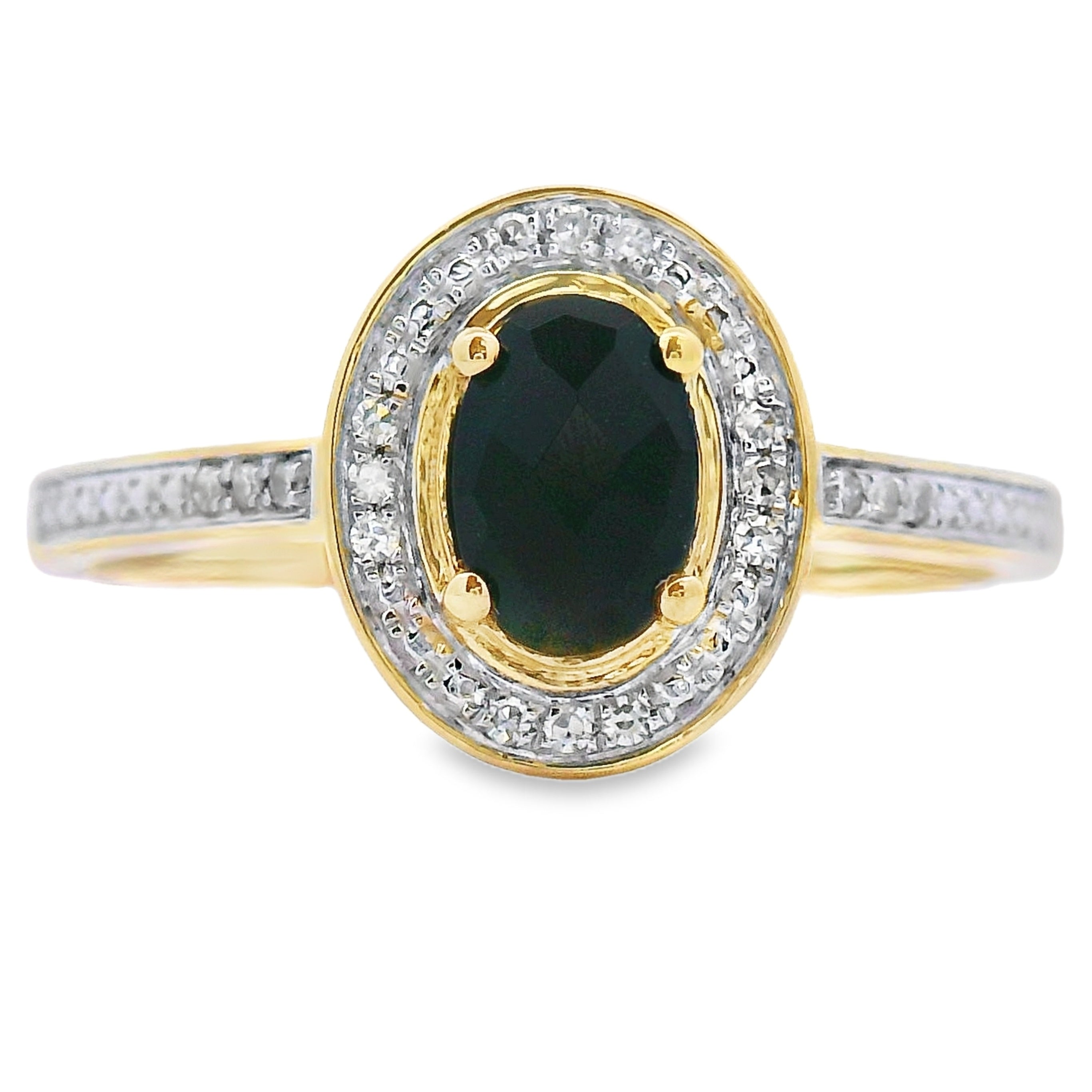 Natural .55ct Onyx Diamond Ring 10KT Yellow Gold
