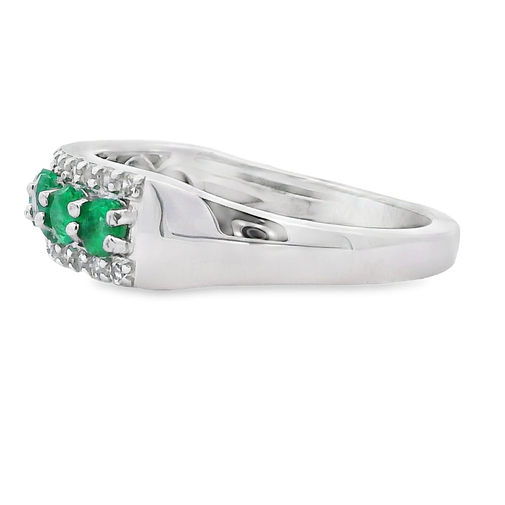 Natural White Topaz 3 Stone Ring Sterling Silver