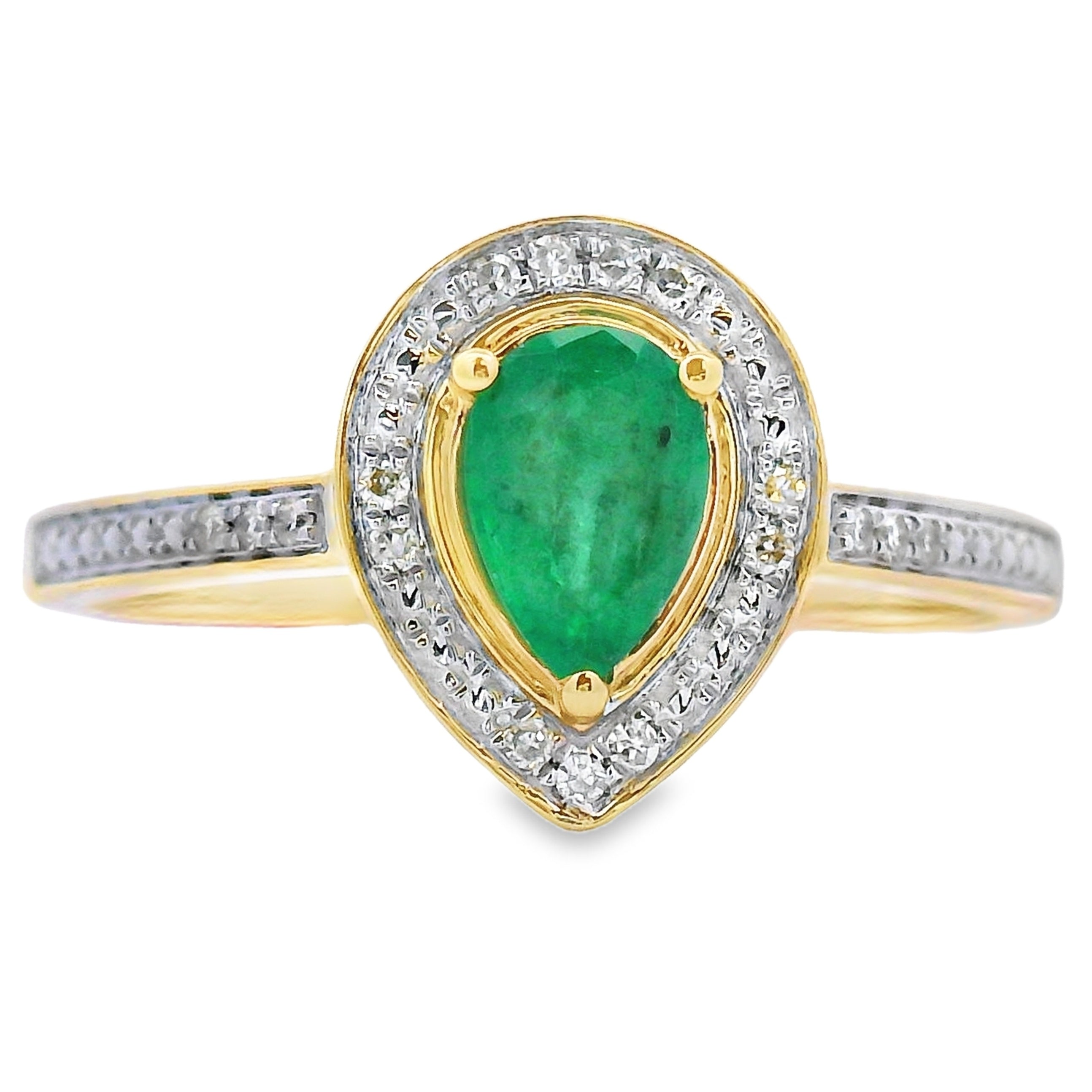 Natural .42ct Emerald Diamond Ring 10KT Yellow Gold