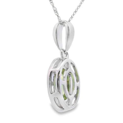.50ct Peridot Diamond Fashion Pendants 10KT White Gold