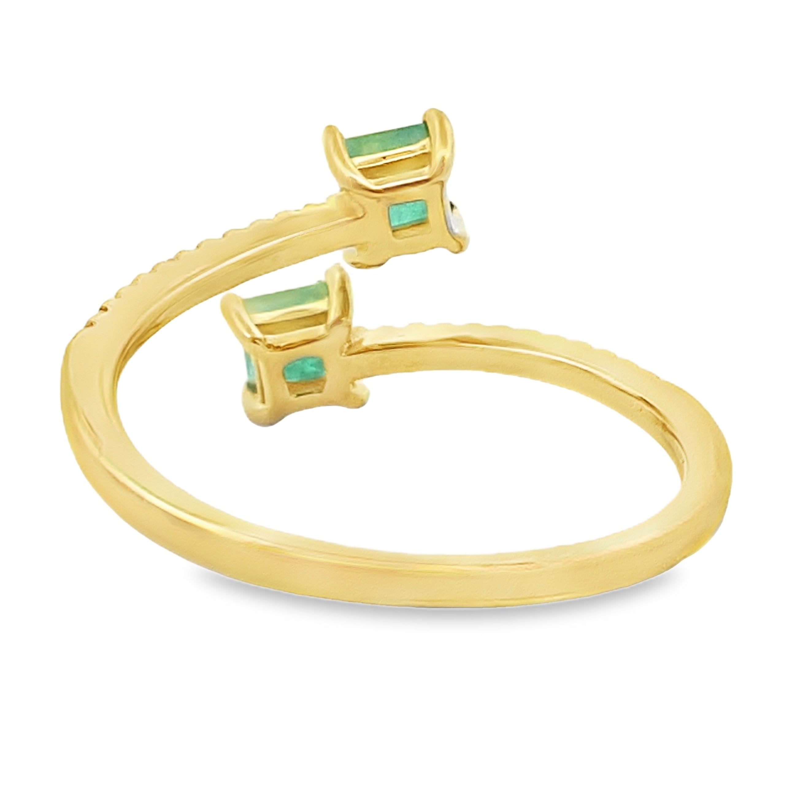 Genuine .47ct Emerald Diamond Ring 14KT Yellow Gold