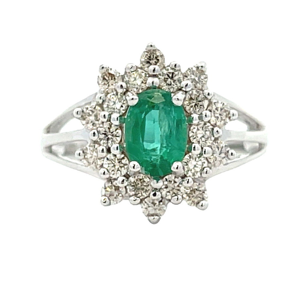 Genuine 1.43ct Emerald Diamond Ring 14KT White Gold