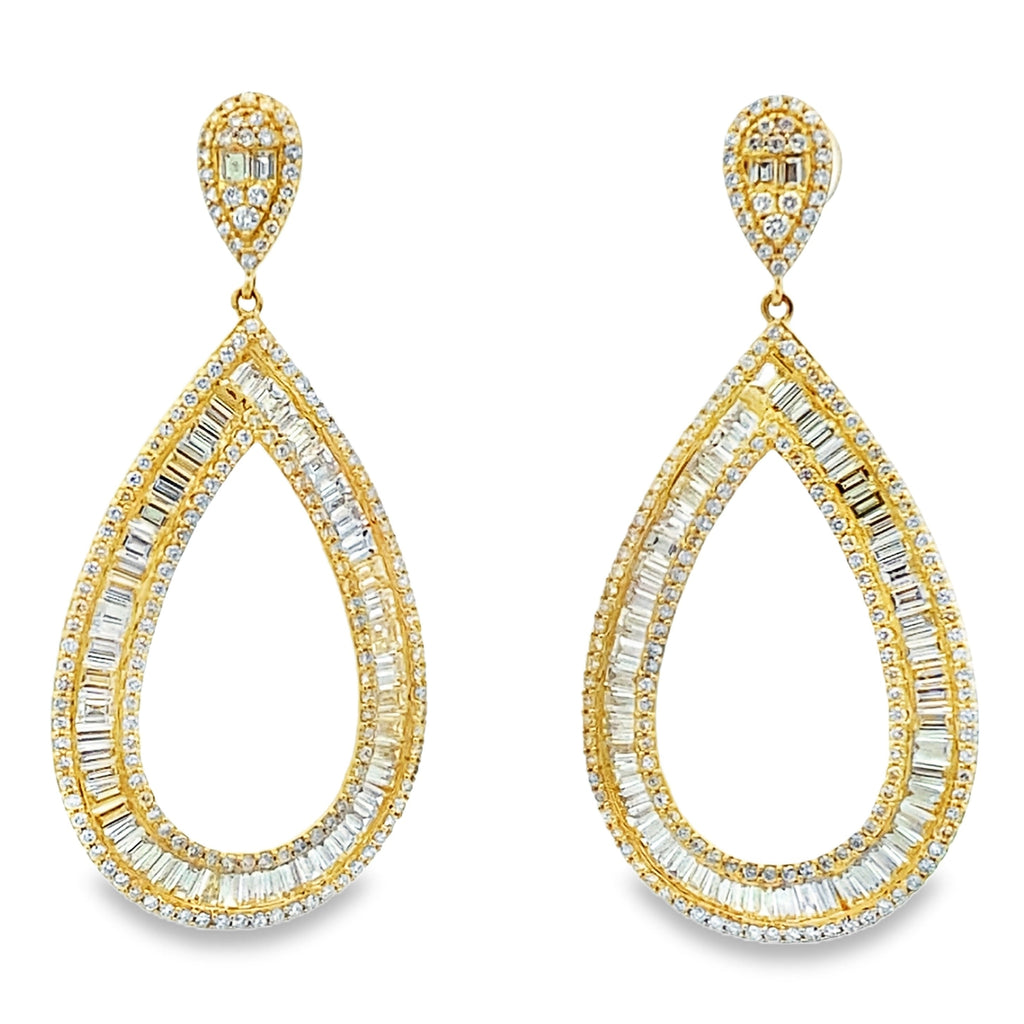 Genuine 8.65ct Diamond Dangle Earrings 18KT Yellow Gold