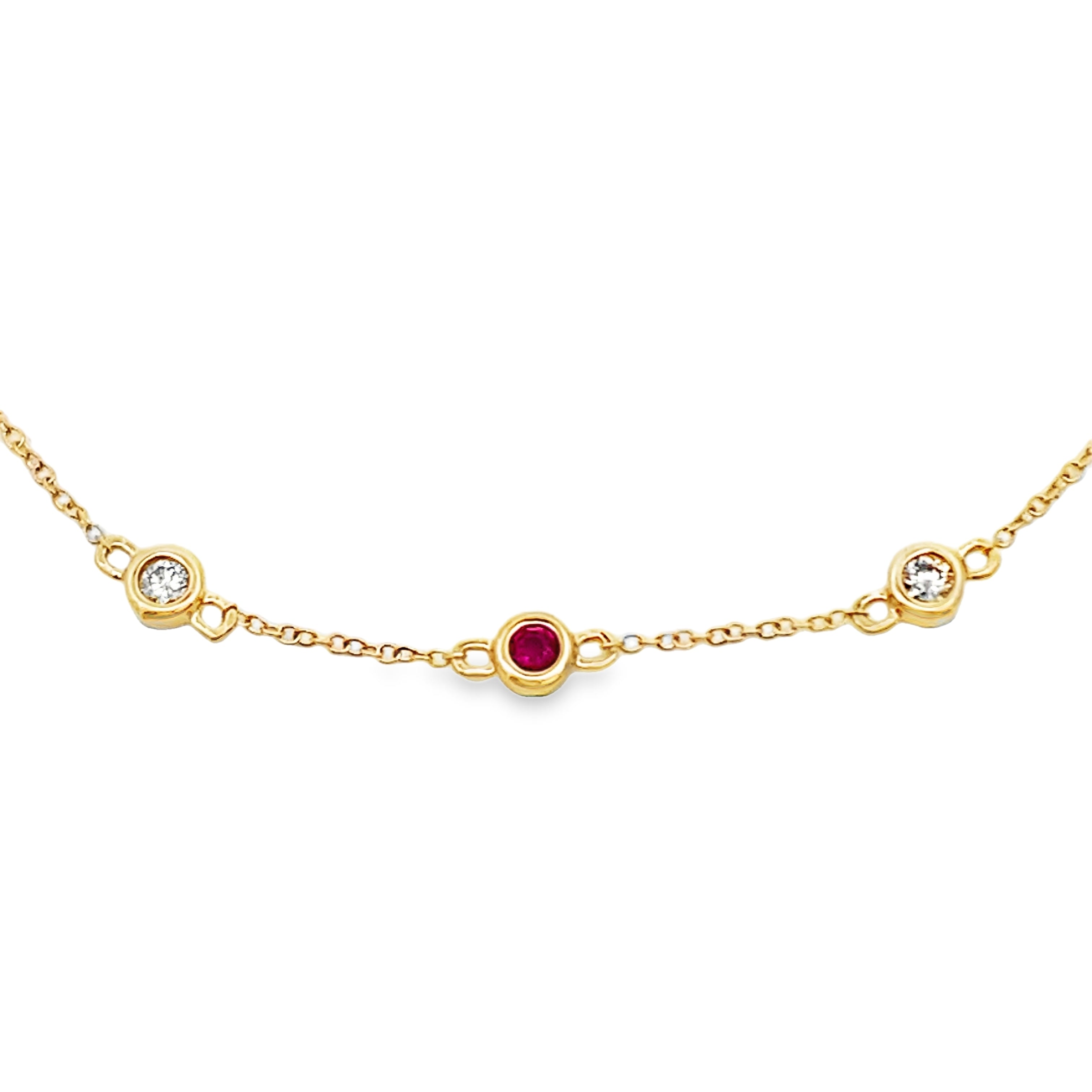 Natural .25ct Ruby Diamond Bracelet 14KT Yellow Gold