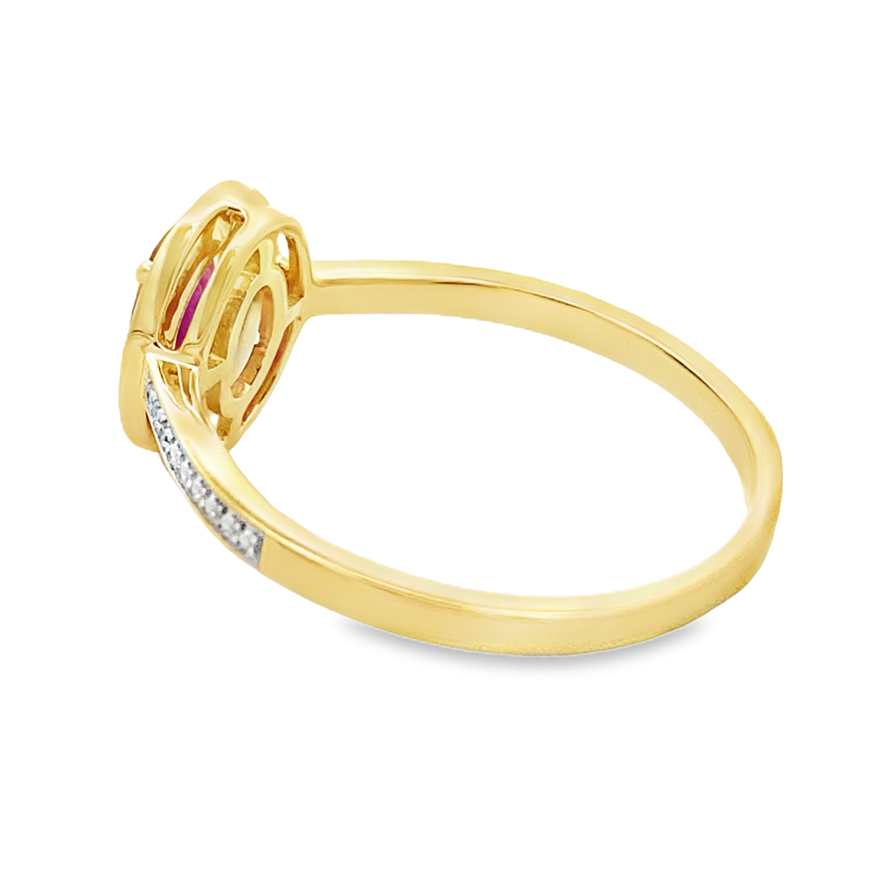 Natural .67ct Ruby Diamond Ring 10KT Yellow Gold