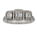 Natural 1.00ct Diamond 3 Stone Ring 14KT White Gold