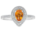 Genuine .50ct Citrine Diamond Ring 10KT White Gold